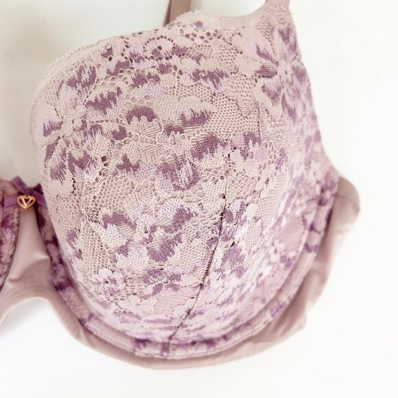 Victoria's Secret Bra 38DD Purple Lace Lined Demi Underwire Padded Lilac - Picture 2 of 10